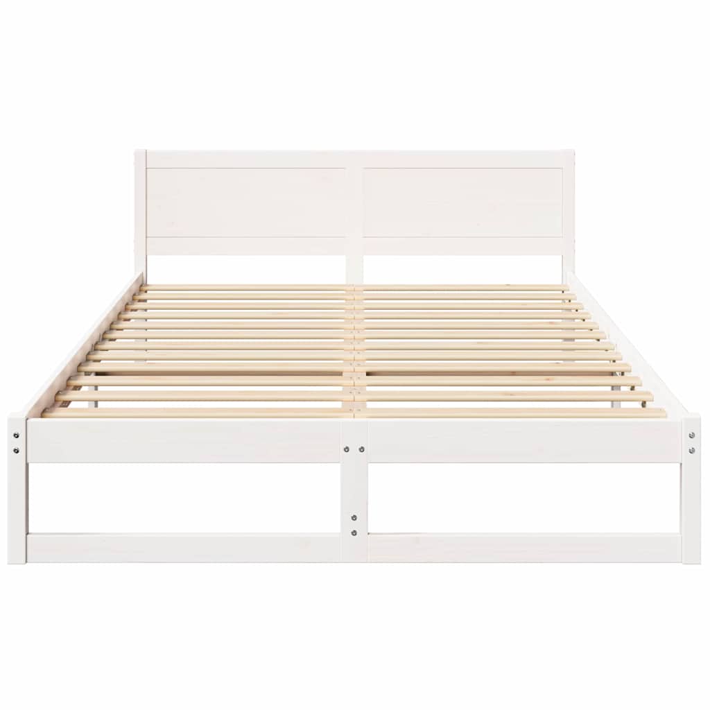 Bettgestell mit Kopfteil Weiß 160 x 200 cm Massivholz Kiefer